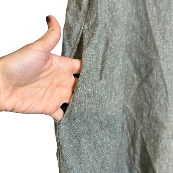 Madewell Sage Green Linen Cotton Tank Mini Dress NF885 w/ Pockets Size M - Picture 4 of 6